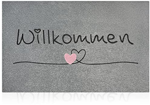 AAZZKANG Graue Fußmatte für den Außenbereich, Eingangstür Willkommensmatte mit strapazierfähiger 90 x 60 cm,Rutschfester Gummiunterseite,leicht zu reinigende Innenteppiche für den