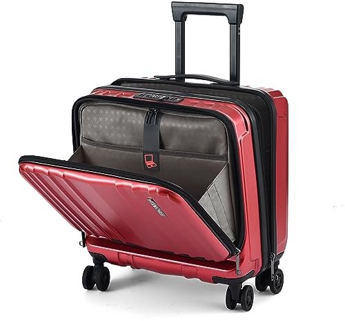TydeCkare 16-Zoll-Handgepäck mit 2 Laptopfächern, Leichter Hartschalen-Koffer aus ABS + PC mit Dual-Control-TSA-Schloss, YKK-Reißverschluss, 4 leisen Spinnerrädern, für Geschäftsreisen, Weinrot