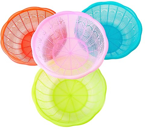 Holibanna 4pcs Fruit wash Colander Sticky Rice Basket Foldable Colander Strainer Rice Holder Kitchen colanders Plastic Stackable Vegetable Basket Fruit and Washing Machine mini