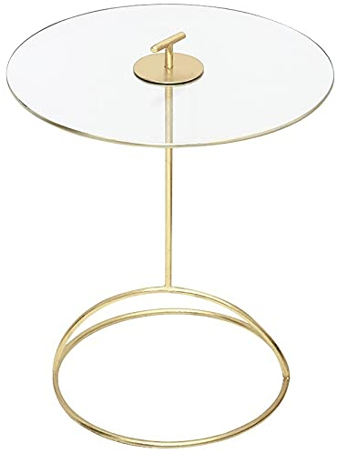 FIONEL Beistelltisch Goldener runder Tisch gehärteter Glas-Couchtisch Kleine Tee-Tisch-Sofa-Beistelltisch Kaffeetisch Kleiner Sofatisch