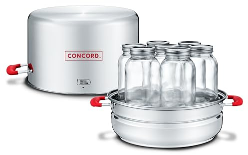 Concord Stainless Steel Turbo Steam Canner Canning Steamer Pot Set. Includes Canning Rack and Mason Jars (Induction Compatible).