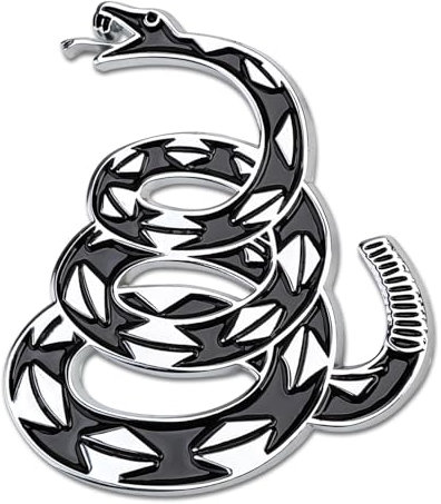 Jawfait Dont Tread on Me 3D-Metall-Autoaufkleber, Klapperschlange, Fahrzeug-Aufkleber, Gadsden-Flagge, Auto-Emblem für Automobil, LKW, Motorrad, Vans (Silber)