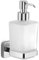 GEDY | Dosasapone Tonga, Dispenser Sapone in Acciaio Inox, Cromall e Vetro Satinato, Fissabile con Viti Incluse o Biadesivo, Cromato, 6,3x11,7x17,3, Capacità 220ml