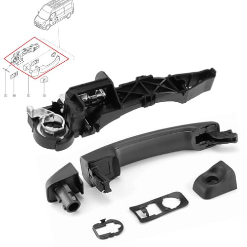 Pulchra Poignée de porte extérieure côté gauche avec support pour Renault Master MK3 Vauxhall Movano Remplacement 806075481R 806067794R