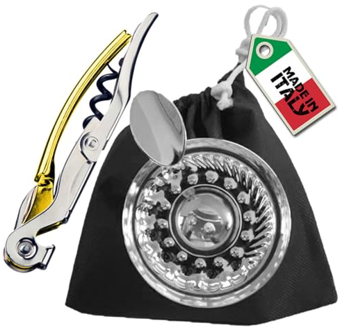 Kit Sommelier AIS Degustazione Vino - Tastevin & Cavatappi Professionali - By EUPOSIA (Giallo)