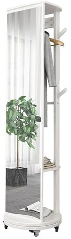 Lnlscle Armoire de rangement 2 en 1, armoire à bijoux avec 4 roues pivotantes, miroir HD, étagère autoportante, organisateur de rangement avec pour chambre à coucher, salle de bain, cuisine, garage