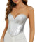 WERFORU Leder Korsett für Damen Kunstleder Corsage Trägerloses Korsett Top Reißverschluss Bustier Weste Silber