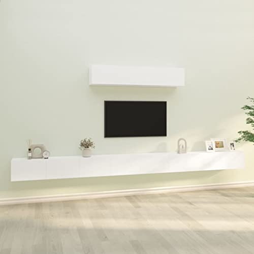 AUUIJKJF Inicio al aire libre Otros4 piezas TV Cabinet Set White Engineered Wood