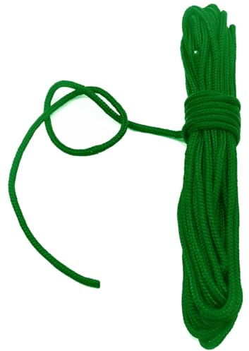 Fuwok 2/3/4/6/8/10MM 20M(64ft) Nylon Rope,Rattail Silk Cord,All Purpose Rope,Assorted Colors Nylon String Twisted Durable Long Ropes (Green, 6mm)