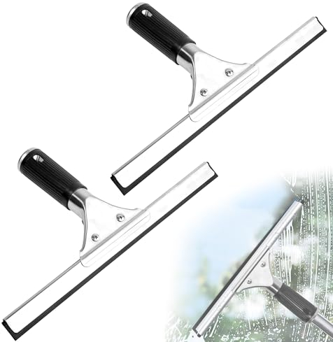 ZDNT 2 Piezas Limpiacristales de Acero Inoxidable,Limpiacristales Ducha Profesional,para Limpiar y Secar Vidrio, Azulejos, Ventanas, Baño, para Eliminar Cualquier Resto de Agua 30 cm
