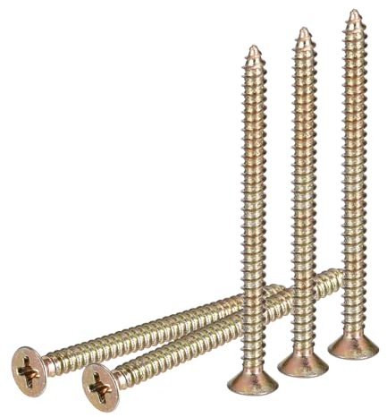 DTGN 50Pcs #6x2 Flat Head Wood Screws, Brass Phillips Self Tapping Screws - Good for Woodworking, Furniture - Gold