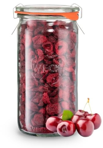 BIO Sauerkirsche 60g - 100% BIO Gefriergetrocknete Früchte - Freeze Dried Methode - Versiegelt in einem Weck Glas - organisch - ohne Zuckerzusatz - Quelle für Vitamine - BerriesPolska®