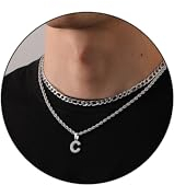 Rajputana Kette Mit Buchstaben,Buchstaben Kette,Halskette Herren,Kette Edelstahl,Kette Jungs,Kette Herren Silber,Ketten für Jungen,Initial Necklace,Chain Letter,Kette Buchstabe C