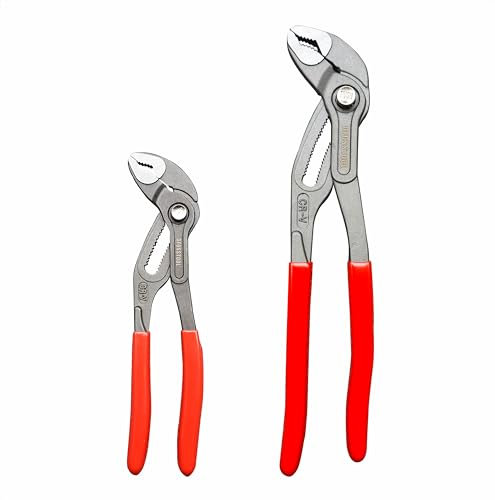 2pc Groove Joint Plier, Adjustable Pliers Multi-Purpose Water Pump Pliers, Tongue And Groove Plier, V-Jaw, Chrome-Vanadium Steel,Slip Joint Plier Set For Craftsman Lineman Engineer(7+10inch)