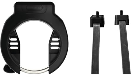 ABUS Rahmenschloss PRO Amparo 4750X NR & Spannbänder LH-Adapter - zur Befestigung von Rahmenschlössern am Rad - Schwarz