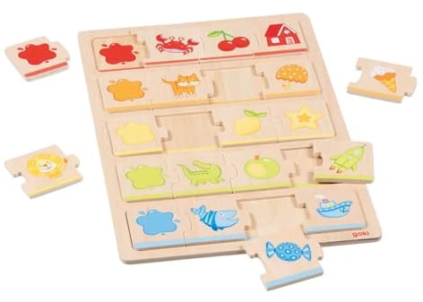 goki 57343 - Mein erstes Farbenpuzzle – erstes Lernspielzeug für Kinder – Fördert spielerisch den Umgang mit Farben, Formen und Motorik, 20er Set, ab 2 Jahre
