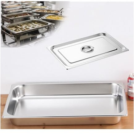 NJDQFA Rechteckig Buffet Speisenwärmer,Thermobehälter Für Speiseeis,Edelstahl Meal Prep Boxen Gastronormbehälter,1/1(53 * 32.5),6.5cm0.8side