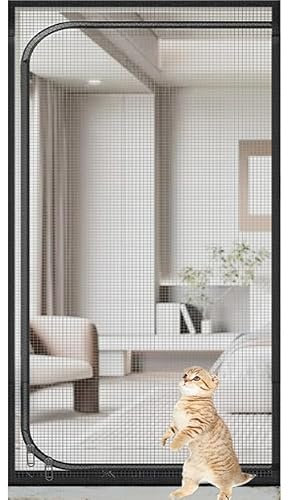 Cat Dog Screen Door, Reinforced Pet Proof Screen Door, Double Zip Mesh Door Curtain for Bedroom Patio Room, Pet Screen Door for Living Room, Cat Gate Prevent Pet Escape Door Curtains(Size:95x220cm)