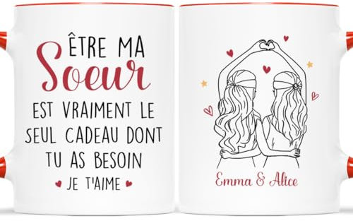 𝗖𝗔𝗗𝗘𝗔𝗨 𝗣𝗟𝗨𝗦 Mug Personnalisé Prénom - Être Ma Soeur Est Vraiment Le Seul Cadeau Dont Tu As Besoin - Cadeau Anniversaire Soeur, Cadeau Soeur, Cadeau Personnalisé Soeur, Mug Soeur Personnalisé