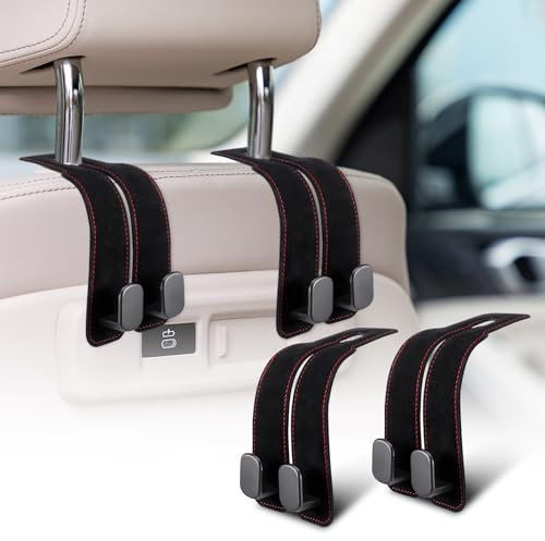 Saerryor 2Pcs Car Hooks, Double Hooks for Headrest, Car Hanger Storage, Seat Organizer Accessories