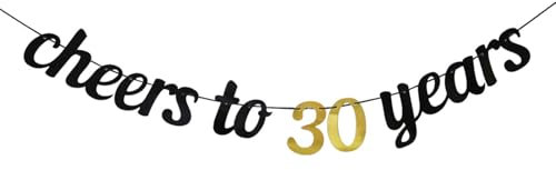 KOBOKO 30. Geburtstag Girlande und Banner, Glitzerbanner Deko für Männer und Frauen mit 30. Geburtstag Motiven