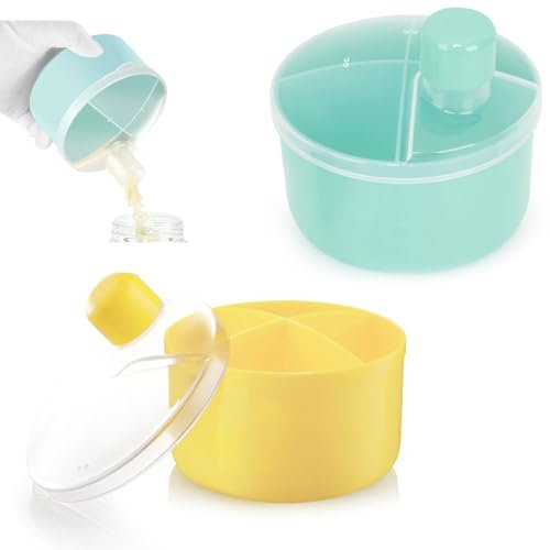 Calkkrer Lot de 2 portionneurs de lait en poudre portables - Récipient anti-fuite avec quatre compartiments en déplacement - Distributeur de lait en poudre pour bébé pour collations et stockage