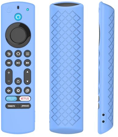 FTRONGRT Hülle Kompatibel mit 2023 Fire TV Stick 4K Max 2nd, Flexibles Silikon, Anti-Drop und Anti-Kollision, Fernbedienung Schutzhülle.Leuchtendes Blau