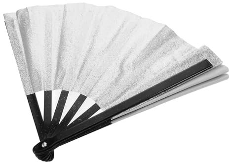 Ciieeo Folding Glitter Fan 33cm Hand Fan Rave Hand Night Club Wedding Easy to Carry