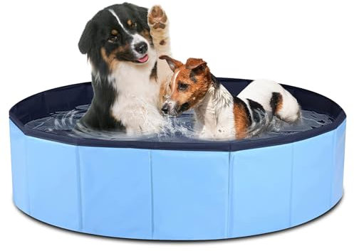 Piscine pour chiens BORDEAG - Grande et petite taille - 80 x 20 cm - Pliable - Bleu - Antidérapante et anti-fuite - Pour petits et grands chiens