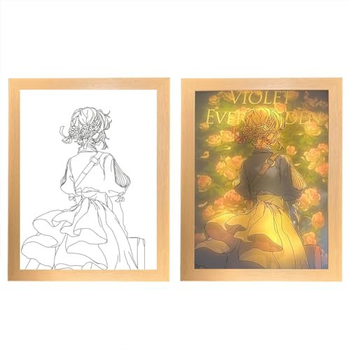 Zhongkaihua Anime Light Painting Lamp Led Violet Evergarden Figure, Poster Violet Evergarden Merch Anime Ligth up Picture Wall Art Lamp Decorations Gifts 31.5 * 22 * 3CM