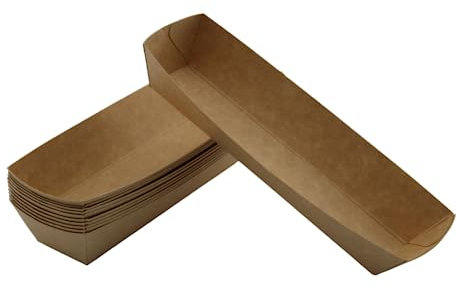 Enpack Snackschalen A16-8x21x4 cm aus Kraftpapier 500Stück-Einweg Frikandelschale-Pommes-Frites-Trays-Snack Container-Pappschalen-Pappteller-Einweggeschirr biologisch abbaubar-Fingerfood