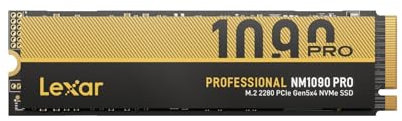 Lexar NM1090 PRO 4TB PCIe 5.0 Gen5 NVMe SSD - Bis zu 14.000MB/s, Erweiterte Thermokontrolle, DirectStorage-SSD für AI-Lasten, Gaming & Content-Erstellung Laptop/PC