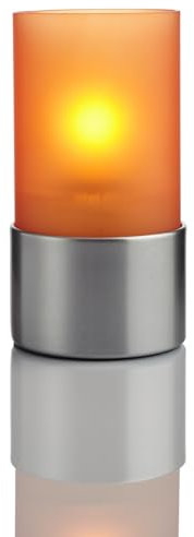 Lumea 1005 Tischlicht Ambeo Amber | Elegantes Windlicht inkl. Flüssigwachskerze und Stabfeuerzeug | Kerzenhalter aus Glas | Brenndauer 40 Std. | Indoor geeignet, Höhe: 14 cm