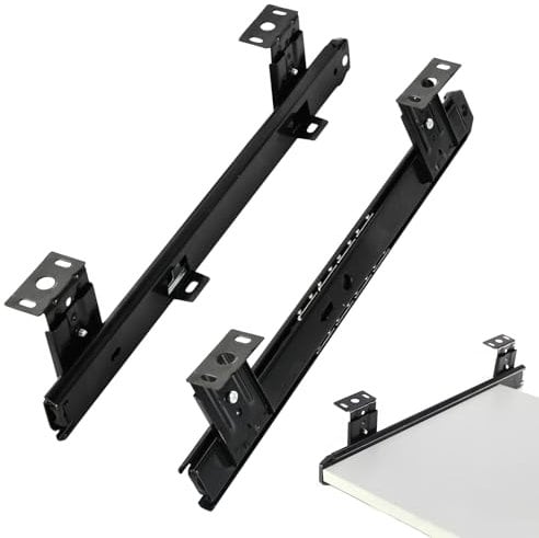 Schubladenschienen, 35cm Ausziehbare Tastaturschubladenablage, Schubladenausführunggarnitur mit Kugellager und Höhenregulierbar, Kugellagerschienen für Untertisch-Plattform, Regal, Schublade