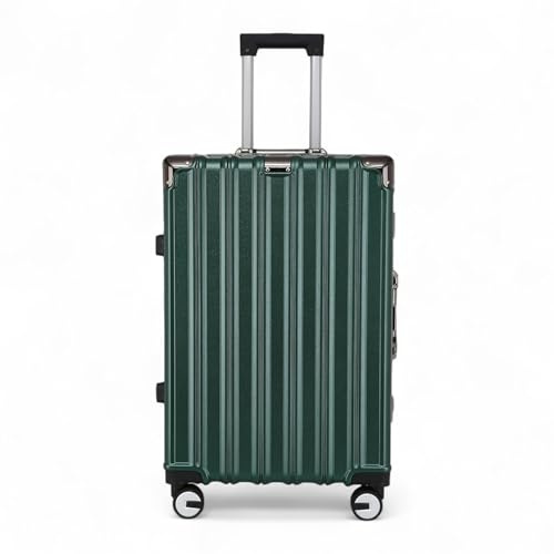 Infinity Leather Koffer Trolley Handgepäck Handgepäck Hartschale PC Reisetasche Leichtgewicht mit langlebigen 4 Spinner-Rädern (Green, M(66cm 70L))