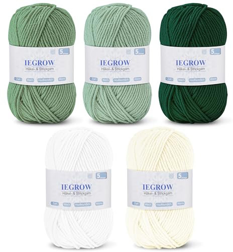 Filato per uncinetto (50 g x 5 Colori), Lana Gomitoli a 5 fili, Filato per Maglieria e Uncinetto, Kit di Lana per Maglieria e Artigianato, Filato Acrilico Super Morbido per Principianti e Bambini 01