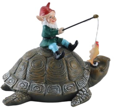 Gutol Weatherproof Garden Figurines Set – Funny Fishing Gnome, Gnome & Turtle Statue, Ideal for Pond Decor & Angler Gifts