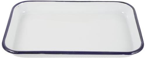 WRITWAA Emaille-Backblech Rechteckig 17.32X13.39X1.26 in Antihaftbeschichtetes Emaille-Tablett Spülmaschinenfest Zum Backen Grillen Und Servieren in Der Küche