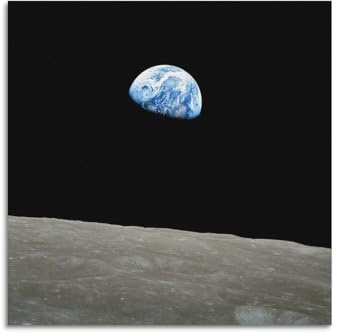 YiXong Poster NASA Apollo 8. Dezember 24. Dezember 1968, Erdaufgang vom Mond, Mondoberfläche, dekoratives Gemälde, Leinwand, Wandposter und Kunstdruck, moderne Familienschlafzimmer-Dekoration, Poster