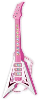 Baroni Toys Chitarra per Bambin e Bambini, 3+ Anni con Luci, Giocattolo Musicale con Effetti Sonori e Luminosi, Chitarra Elettrica Musicisti, Rosa, 22x5.5x55cm
