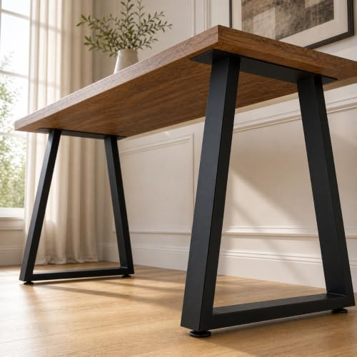 SNYXXOZ 28 Inch Coffee Table Legs Heavy Duty Square Metal Desk Legs, Workbench Dining Furniture Feets, Bar Height Table Legs,Adjustable Feet Pads Screws,1000 LBS, Black, Set of 2,Trapezoid