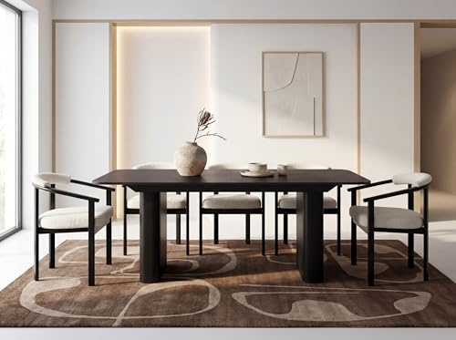 WFL GROUP Ausziehbarer Rechteckiger Esstisch – XXL Modernes Design mit Schwarzem Metallgestell – für 8-12 Personen, 180 x 90/280 cm – Schwarz
