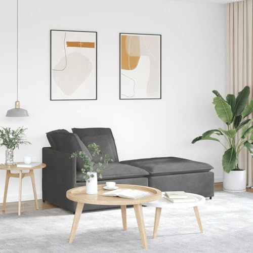 LoogCape Modulares Sofa mit Fußhocker und Kissen Dunkelgrau Polsterecke Wohnlandschaft mit Schlaffunktion Flexibel kombinierbar für Wohnzimmer und Lounge