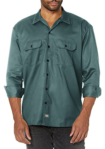 Dickies Men's Big and Tall Long Sleeve Work Shirt, Lincoln Green V1, XL