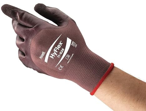Hyflex Ansell 11-926 Arbeitshandschuhe, Ölabweisender Mehrzweckhandschuhe, Ölgriff und hohe Fingerbeweglichkeit, Mechanikschutz-Handschuh, Industrie PSA, Größe L (12 Paar)