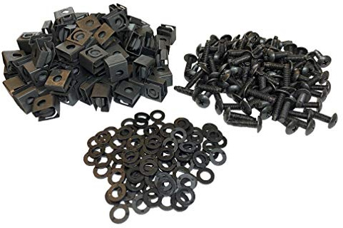rackgold schwarz 10–32 zum Aufschieben Käfig Mutter & Schrauben w/Unterlegscheiben 100STCK – USA Made