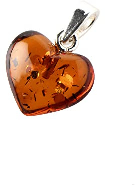 AmberJewelry Genuine Certified Baltic Amber Heart Pendant, Handmade from 925 Sterling Silver, Charm For Necklace, Valentine's Day Gift, Love Symbol, Gift for Her, Love Charm Amore
