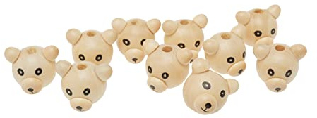 VBS Holzperlen Köpfe Bären 10 Stück ca. 2,5cm groß Figuren Teddy Perlenkette Schlüsselanhänger