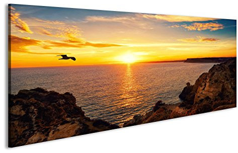islandburner Quadri moderni Paesaggio tranquillo tramonto sul mare con la luce solare rifless Stampa su tela Quadro EVE