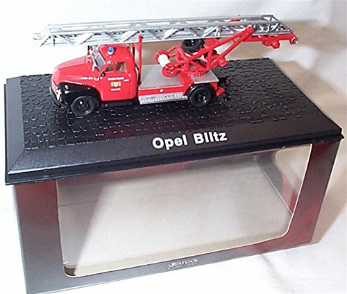 atlas editions Rotes Opel Blitz Feuerwehrauto im Maßstab 1,72, Druckguss-Modell